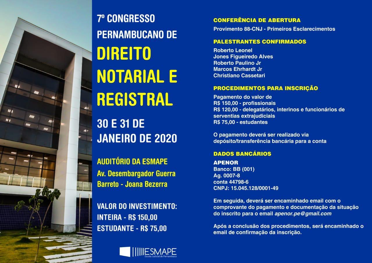 7º CONGRESSO PERNAMBUCANO DE DIREITO NOTARIAL E REGISTRAL